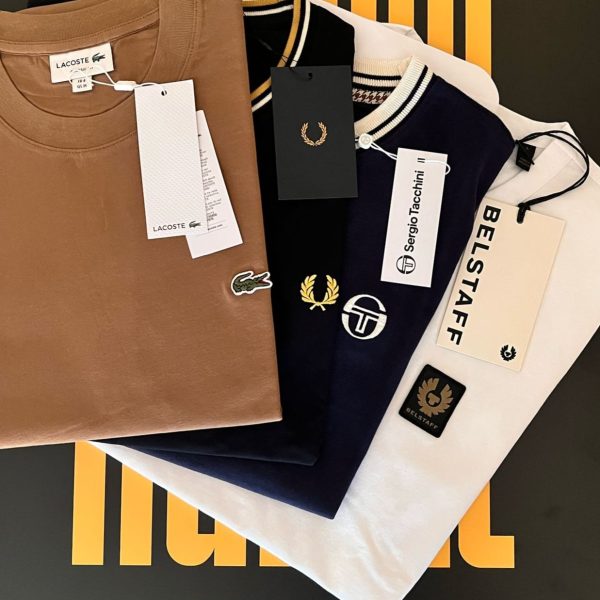 Bundle of 4 Tshirts - Fred Perry, Lacoste, Belstaff, Sergio Tacchini - Large
