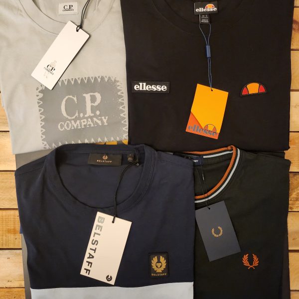 4 x T-shirt Bundle - Fred Perry, C.P. Company, Belstaff, Ellesse - Large - Low ticket price just 69p!