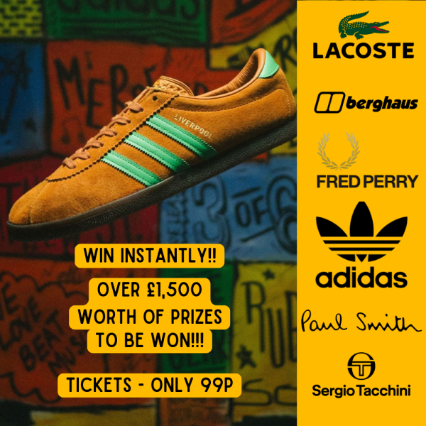 INSTANT WIN #3 £1500 worth of prizes! adidas Liverpool size? exclusive end prize!