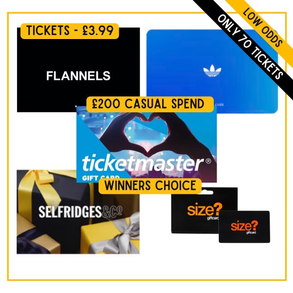 £200 Casual Voucher – Flannels / adidas / Selfridges / Size?/ Ticketmaster - low odds!