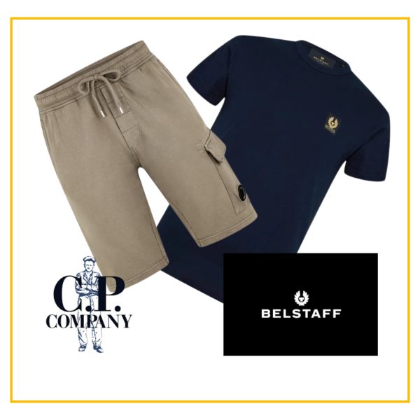 Casual Summer Bundle - CP Shorts (pick your own size) and Belstaff T-shirt (pick your own size)