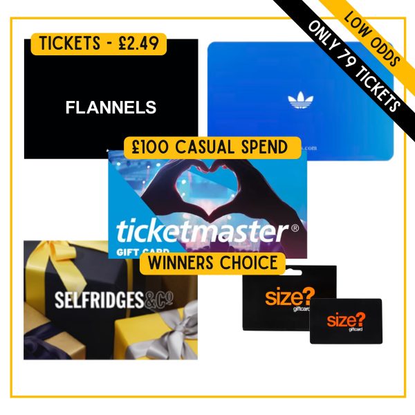 £100 Casual Voucher – Flannels / adidas / Selfridges / Size?/ Ticketmaster - low odds!