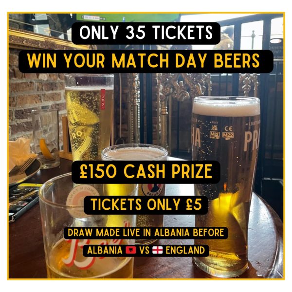 Win Your Matchday Beers - £150 Cash Prize - drawn live from Albania vs England Sunday 16th November
