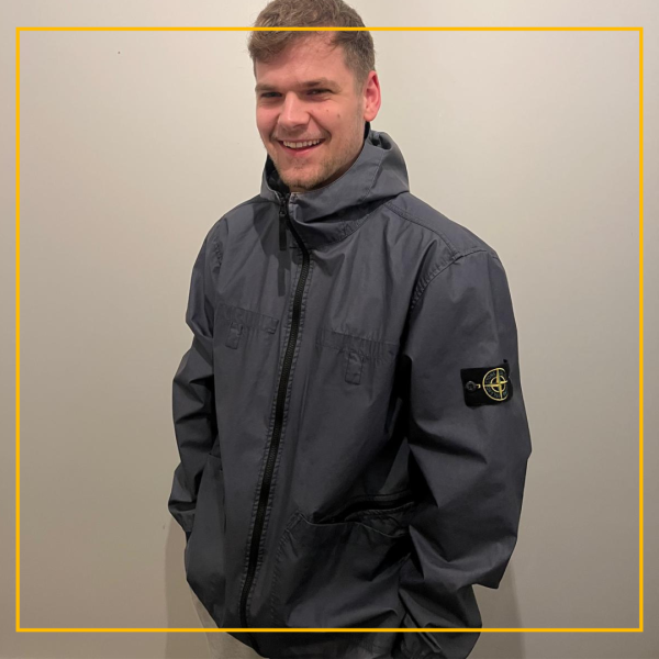 PRE LOVED - Stone Island Avio Blue Aggressive Gommato Hooded Jacket - XL